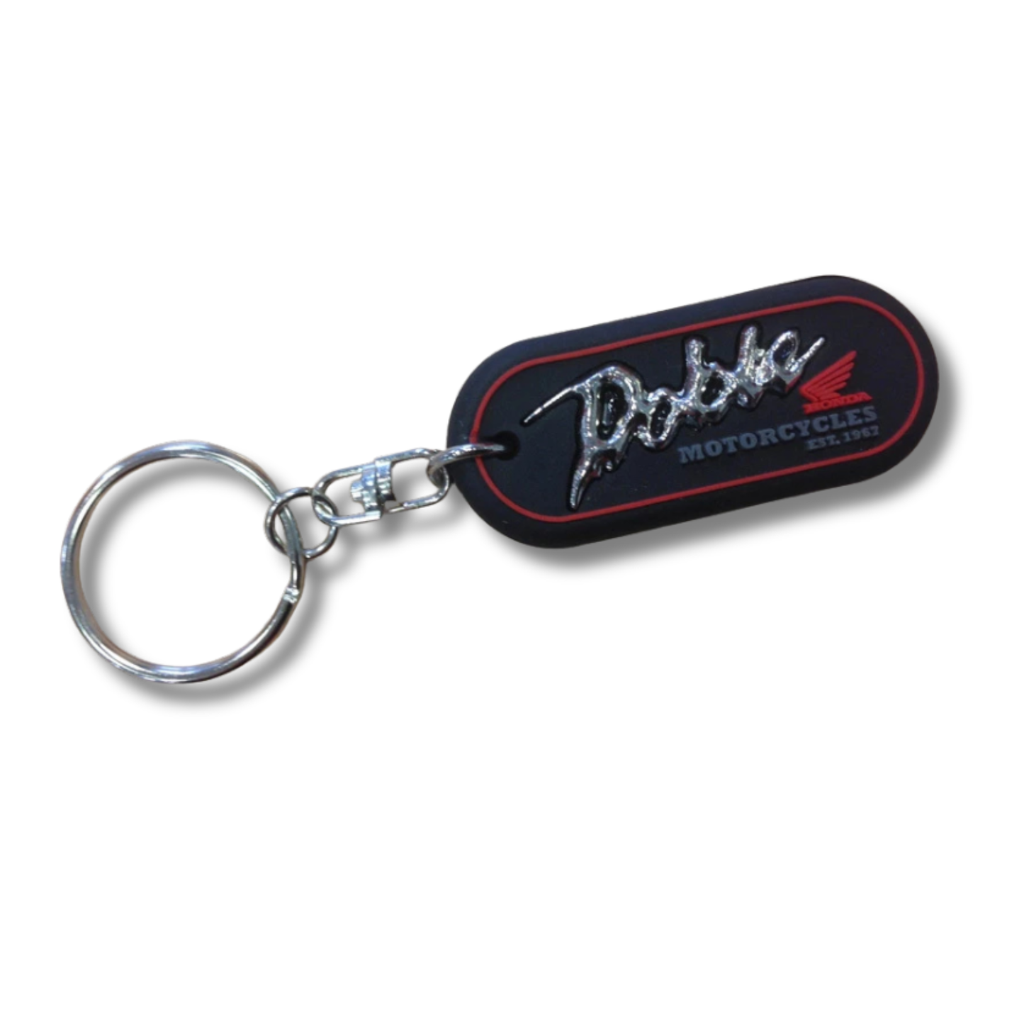 Doble Motorcycles Rubber and Chrome Keyring
