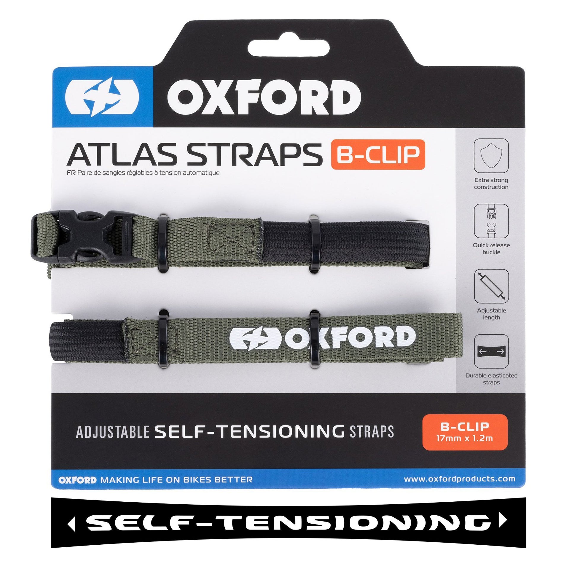 Oxford Atlas B-Clip Straps - 17mm x 1.2m Lichen image 0