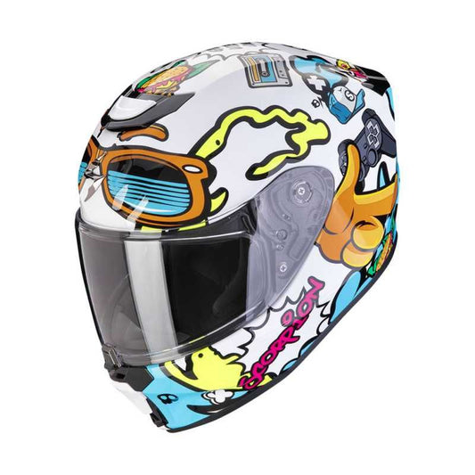 Scorpion EXO JNR Helmet - FUN White/Blue image 0