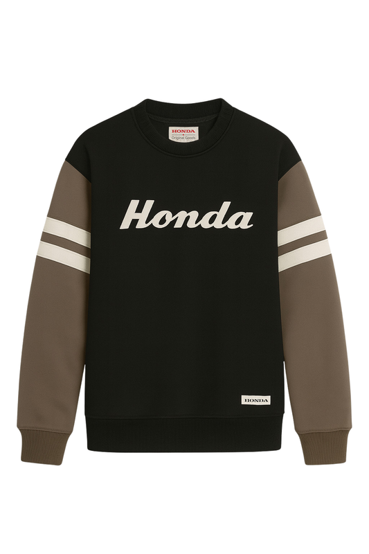 Honda Heritage Crew Neck Sweatshirt Black and Sand