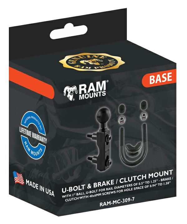 RAM U-Bolt Brake/Clutch Reservoir or Handlebar Mount - 1" Ball image 2