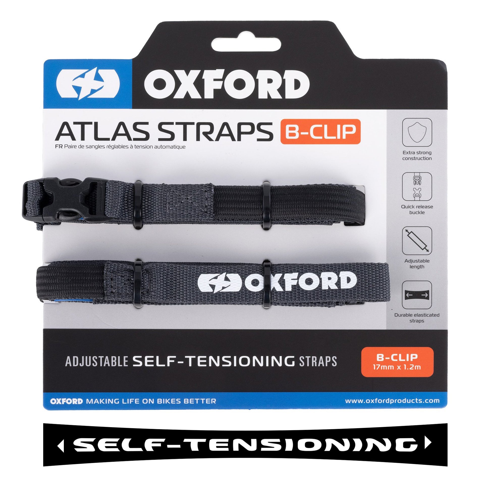 Oxford Atlas B-Clip Straps - 17mm x 1.2m Asphalt image 0