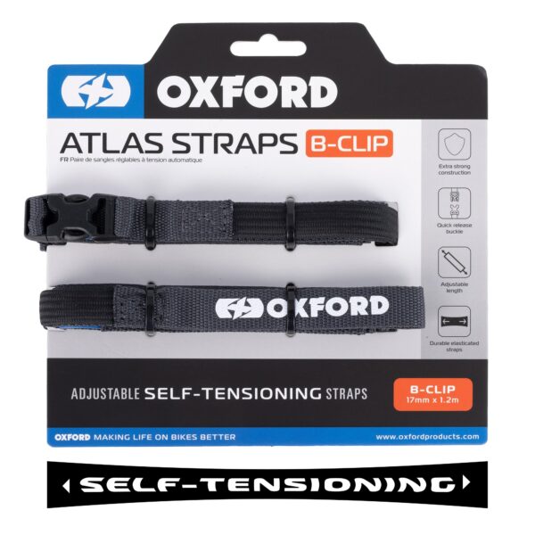 Oxford Atlas B-Clip Straps - 17mm x 1.2m Asphalt